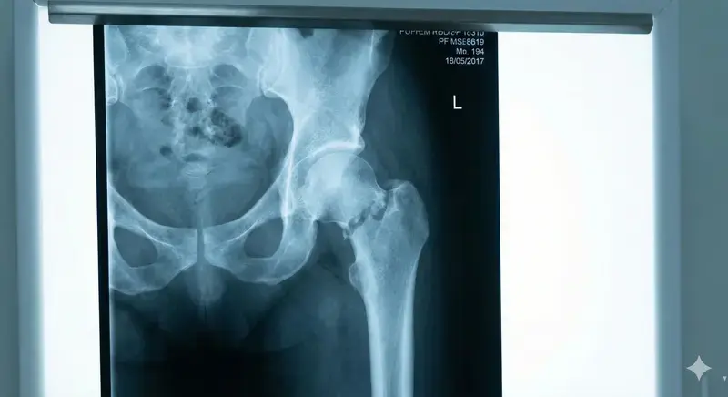 Raio-X do quadril fraturado de Zilda
